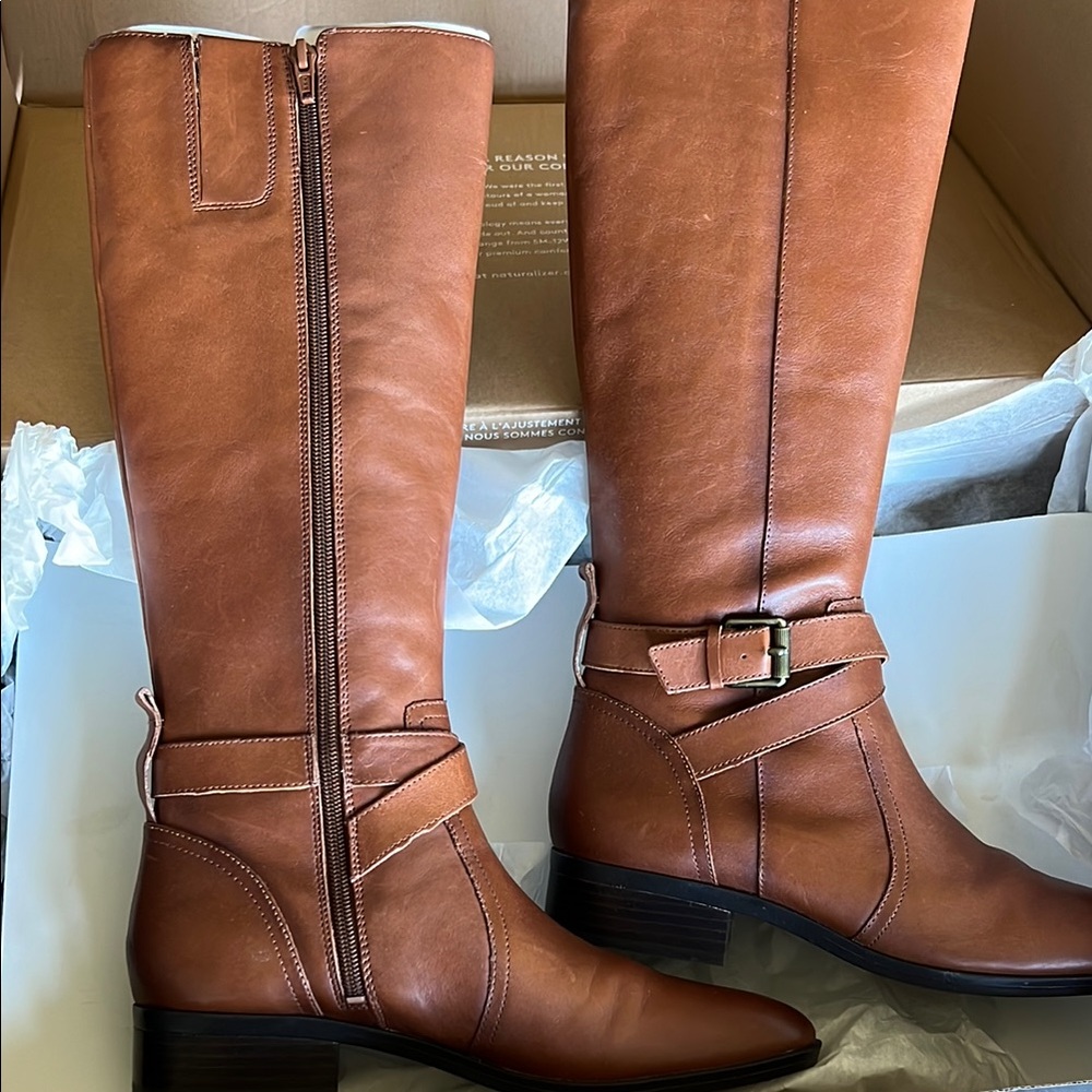 Brown Leather Knee-High Boots